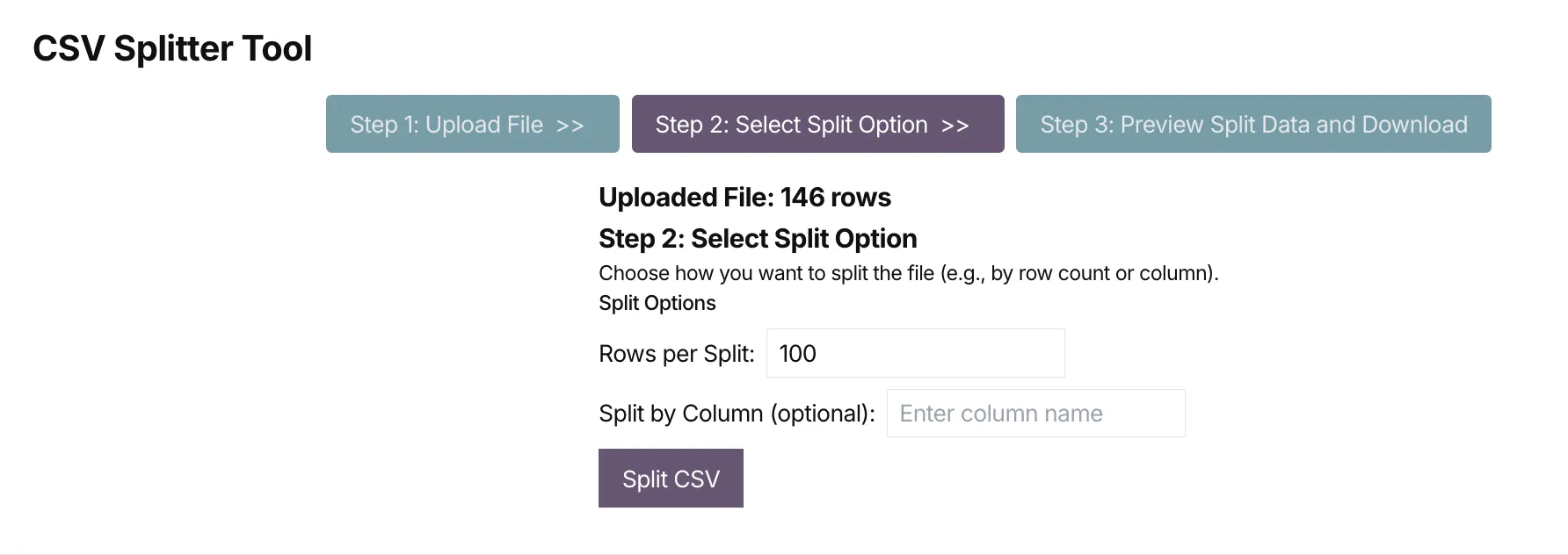 CSV Splitter - Split by Rows or Column