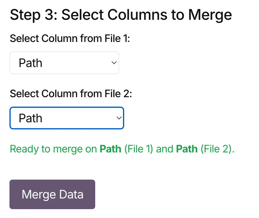 Data Merger Tool - Chosen a Column to Merge on